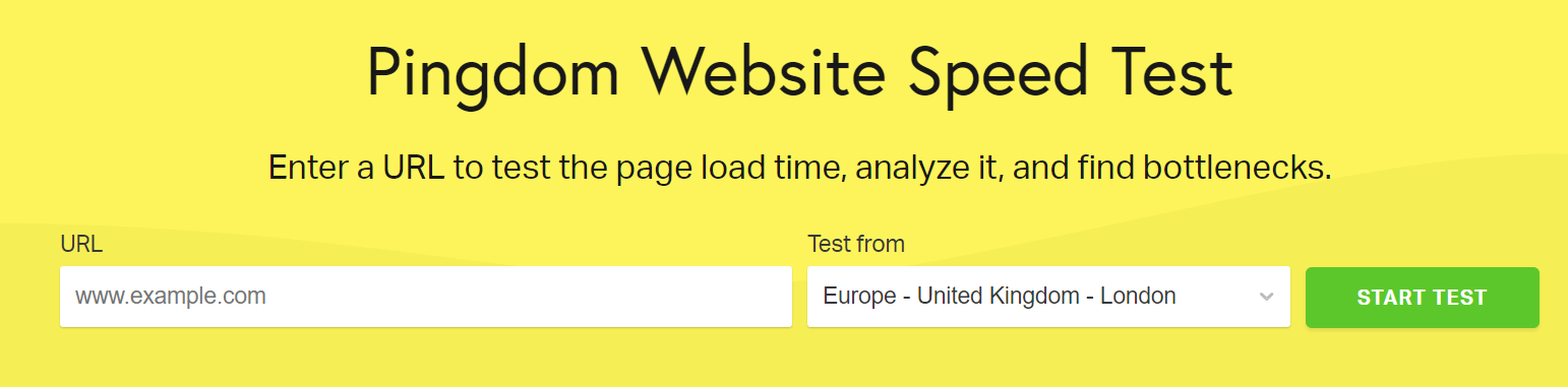 website speed performance test tool pingdom